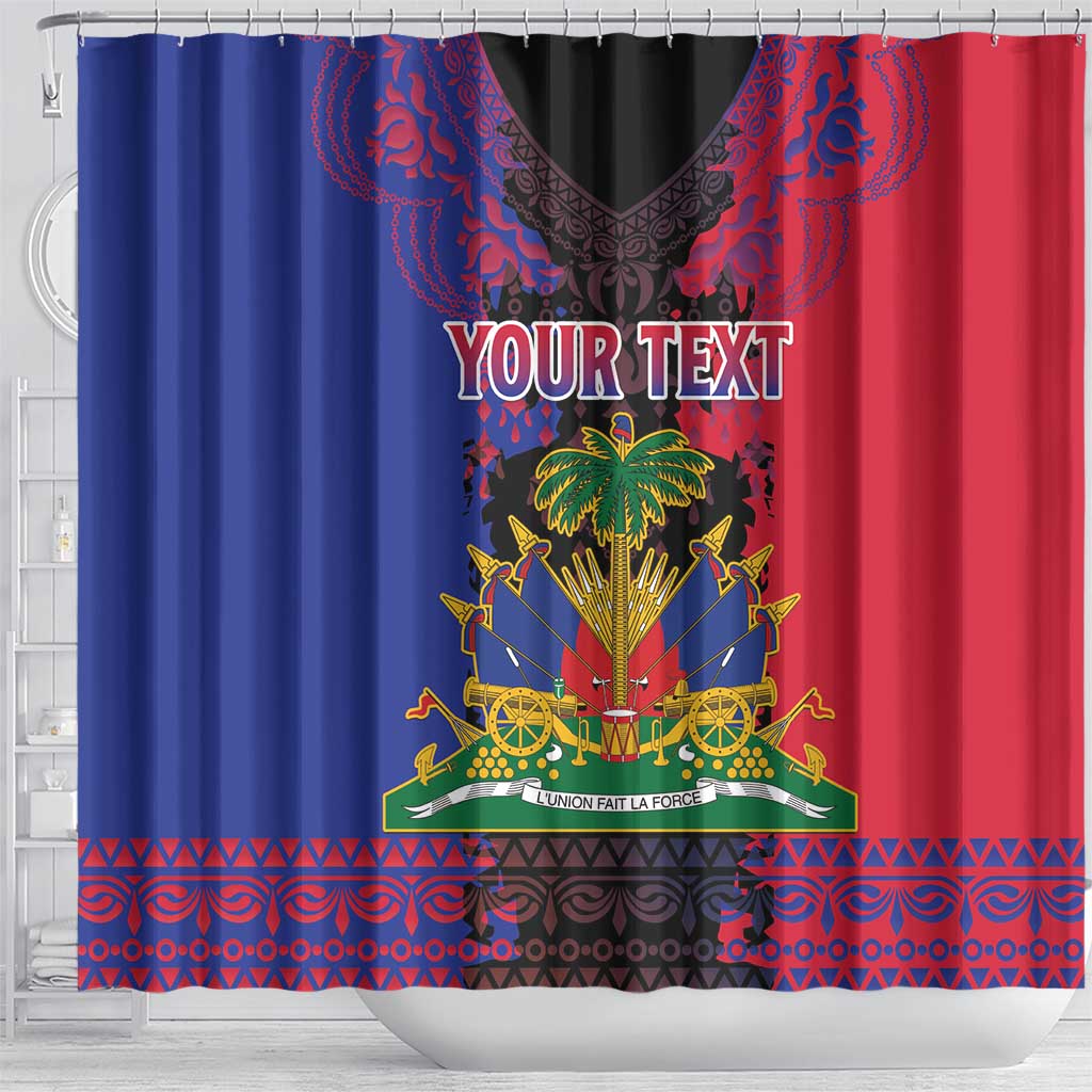 Personalised Haitian Heritage Month Shower Curtain Citadelle Laferriere Dashiki Pattern