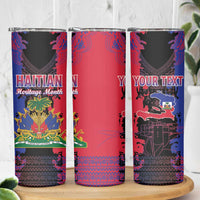 Personalised Haitian Heritage Month Skinny Tumbler Citadelle Laferriere Dashiki Pattern