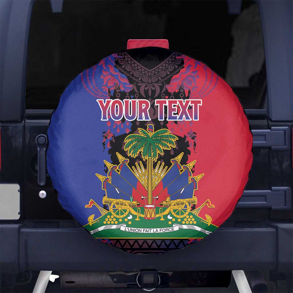 Personalised Haitian Heritage Month Spare Tire Cover Citadelle Laferriere Dashiki Pattern