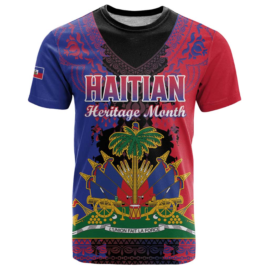 Personalised Haitian Heritage Month T Shirt Citadelle Laferriere Dashiki Pattern
