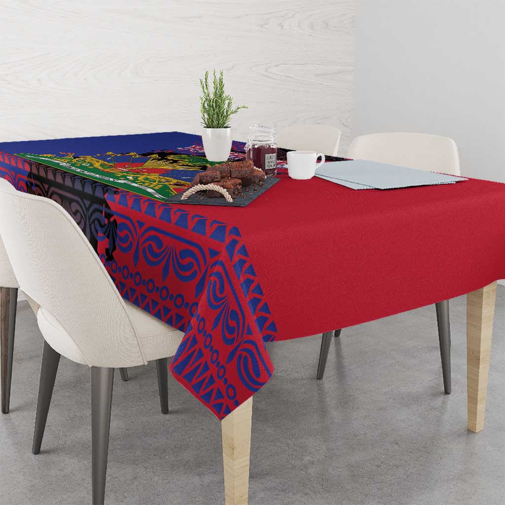 Personalised Haitian Heritage Month Tablecloth Citadelle Laferriere Dashiki Pattern