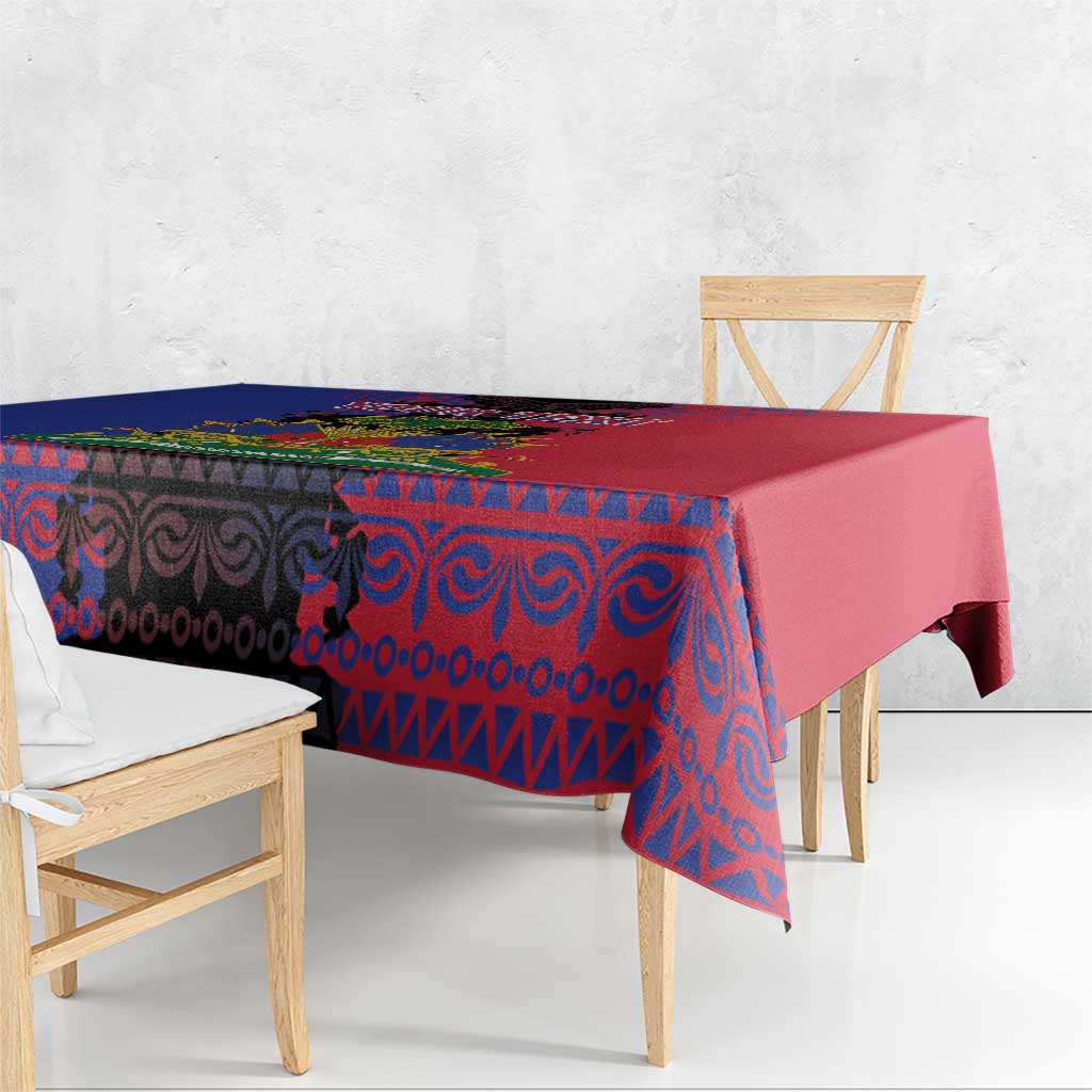 Personalised Haitian Heritage Month Tablecloth Citadelle Laferriere Dashiki Pattern
