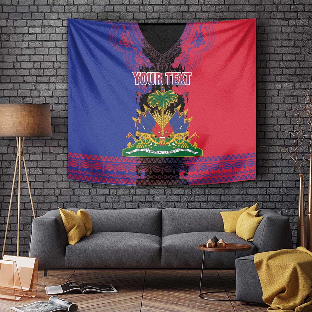 Personalised Haitian Heritage Month Tapestry Citadelle Laferriere Dashiki Pattern