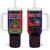 Personalised Haitian Heritage Month Tumbler With Handle Citadelle Laferriere Dashiki Pattern