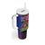Personalised Haitian Heritage Month Tumbler With Handle Citadelle Laferriere Dashiki Pattern