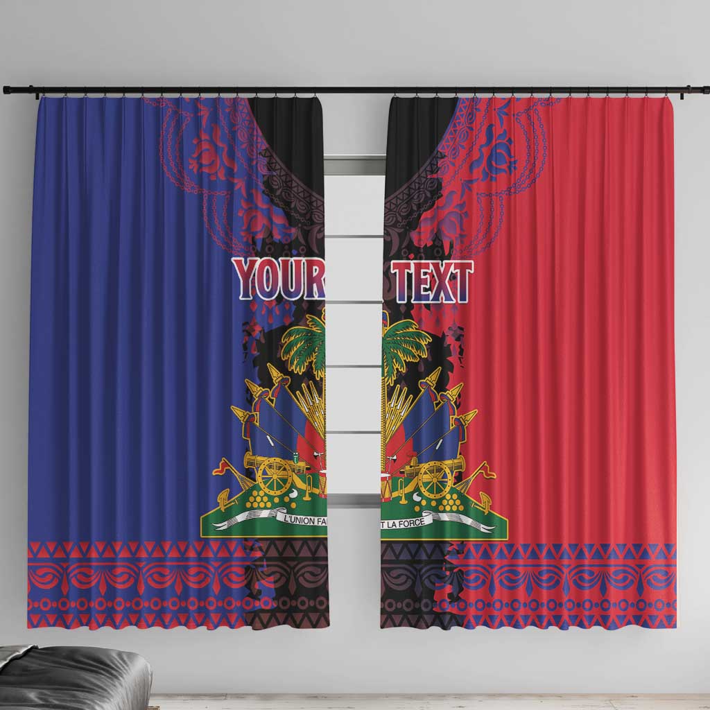 Personalised Haitian Heritage Month Window Curtain Citadelle Laferriere Dashiki Pattern