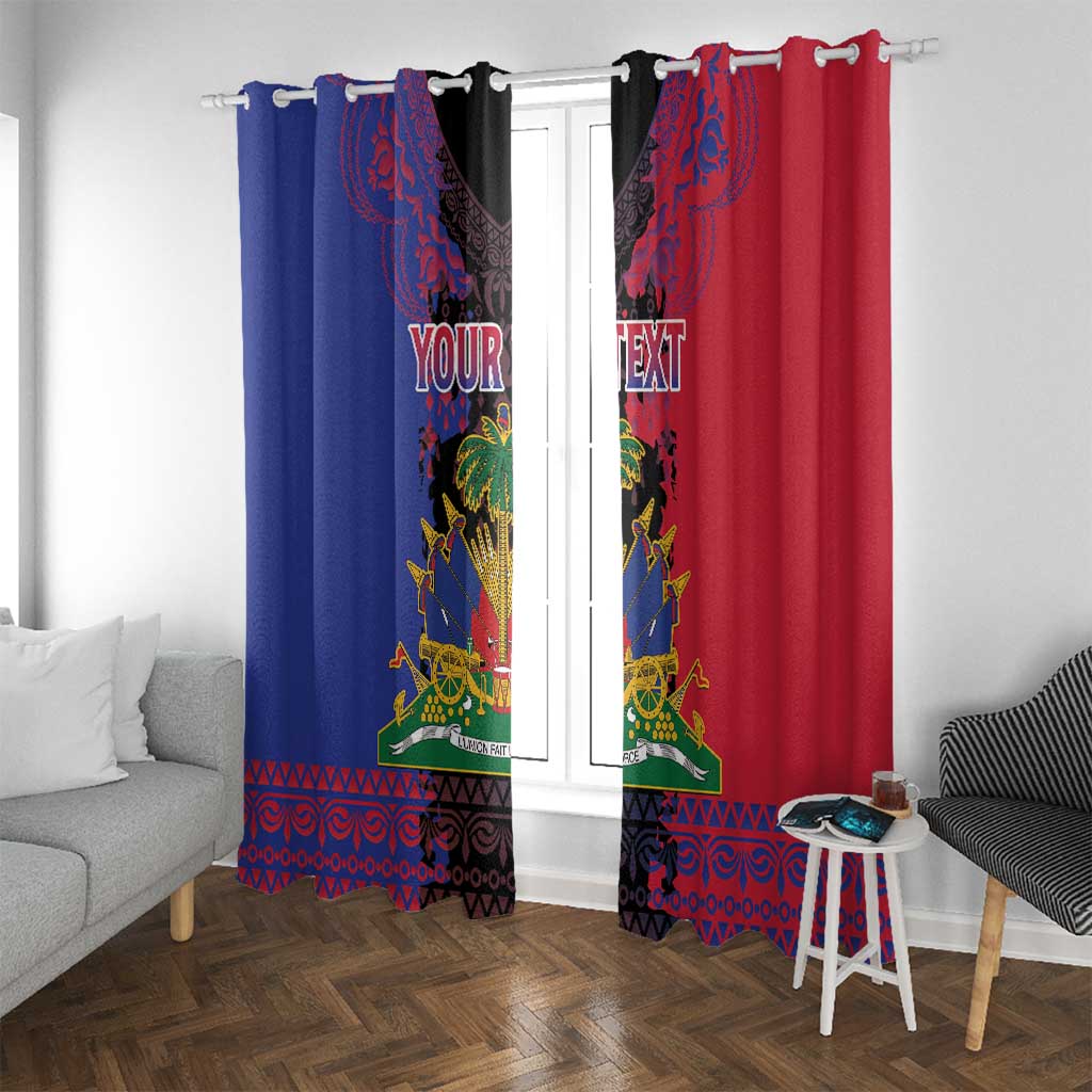 Personalised Haitian Heritage Month Window Curtain Citadelle Laferriere Dashiki Pattern