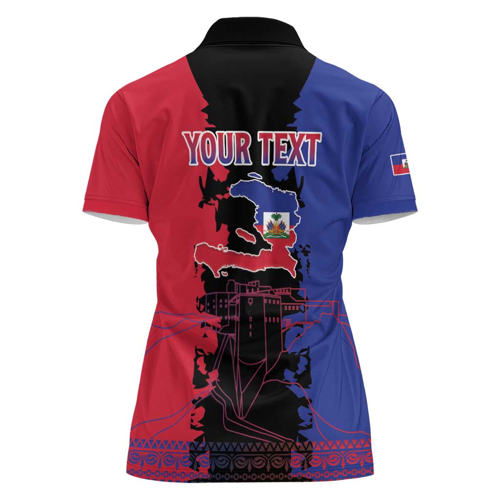 Personalised Haitian Heritage Month Women Polo Shirt Citadelle Laferriere Dashiki Pattern