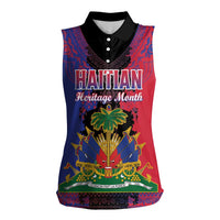 Personalised Haitian Heritage Month Women Sleeveless Polo Shirt Citadelle Laferriere Dashiki Pattern