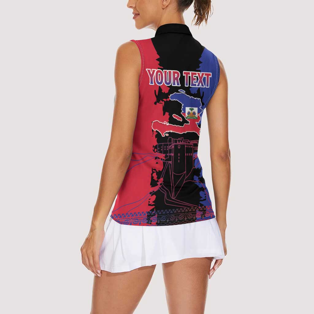 Personalised Haitian Heritage Month Women Sleeveless Polo Shirt Citadelle Laferriere Dashiki Pattern