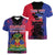 Personalised Haitian Heritage Month Women V-Neck T-Shirt Citadelle Laferriere Dashiki Pattern