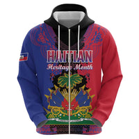 Personalised Haitian Heritage Month Zip Hoodie Citadelle Laferriere Dashiki Pattern