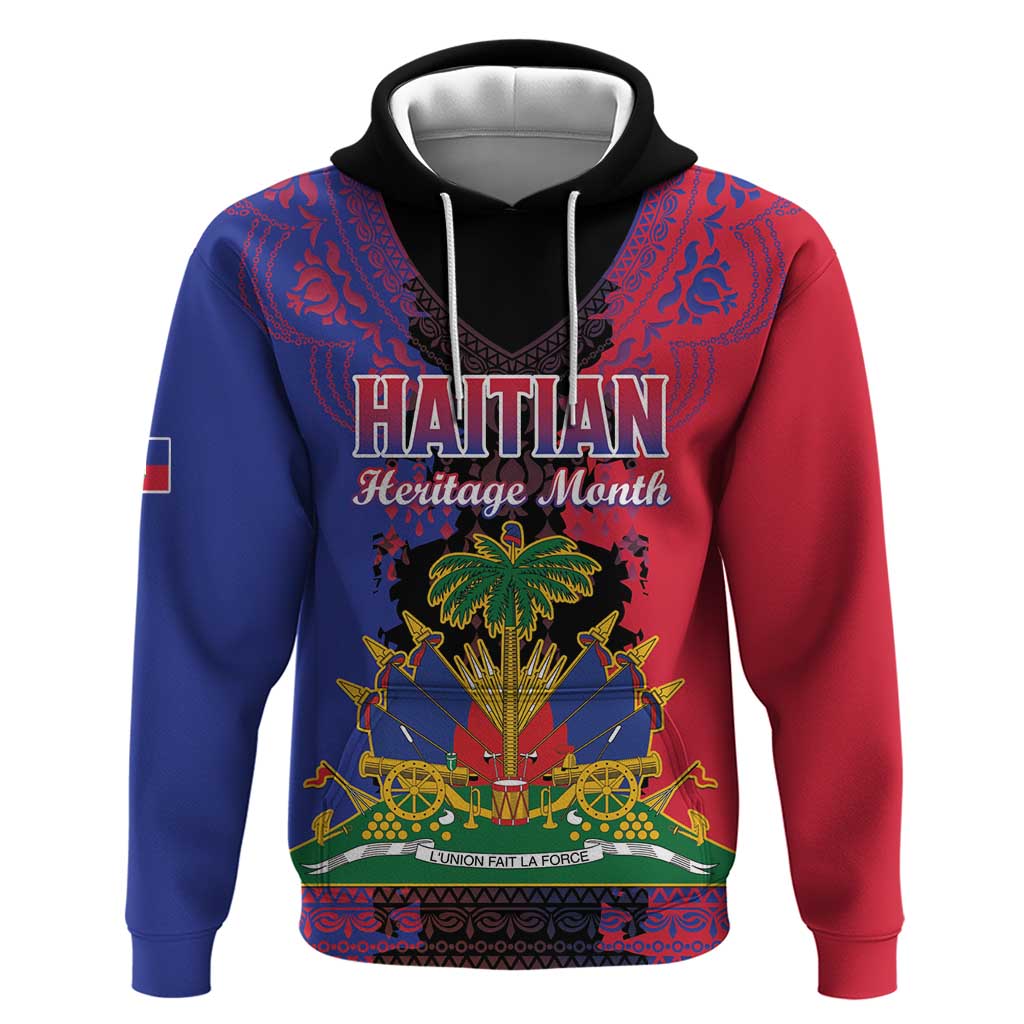 Personalised Haitian Heritage Month Zip Hoodie Citadelle Laferriere Dashiki Pattern