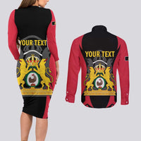 Personalised Empire dHayiti 1804–1806 Couples Matching Long Sleeve Bodycon Dress and Long Sleeve Button Shirt Coat Of Arms Flag Style