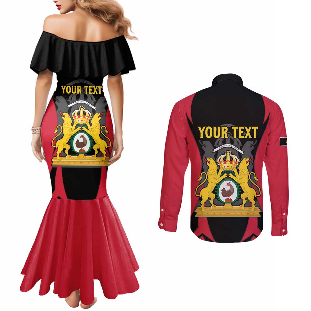 Personalised Empire dHayiti 1804–1806 Couples Matching Mermaid Dress and Long Sleeve Button Shirt Coat Of Arms Flag Style