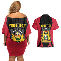Personalised Empire dHayiti 1804–1806 Couples Matching Off Shoulder Short Dress and Hawaiian Shirt Coat Of Arms Flag Style