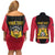 Personalised Empire dHayiti 1804–1806 Couples Matching Off Shoulder Short Dress and Long Sleeve Button Shirt Coat Of Arms Flag Style