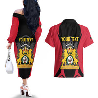 Personalised Empire dHayiti 1804–1806 Couples Matching Off The Shoulder Long Sleeve Dress and Hawaiian Shirt Coat Of Arms Flag Style
