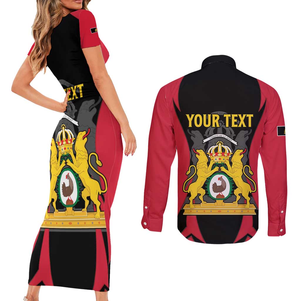 Personalised Empire dHayiti 1804–1806 Couples Matching Short Sleeve Bodycon Dress and Long Sleeve Button Shirt Coat Of Arms Flag Style