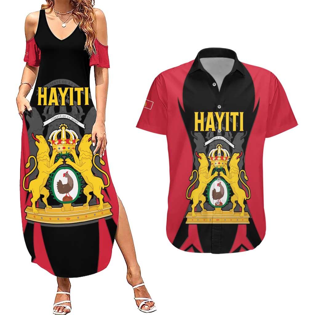 Personalised Empire dHayiti 1804–1806 Couples Matching Summer Maxi Dress and Hawaiian Shirt Coat Of Arms Flag Style
