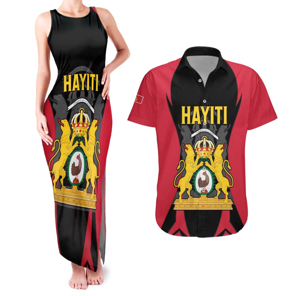 Personalised Empire dHayiti 1804–1806 Couples Matching Tank Maxi Dress and Hawaiian Shirt Coat Of Arms Flag Style