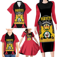 Personalised Empire dHayiti 1804–1806 Family Matching Long Sleeve Bodycon Dress and Hawaiian Shirt Coat Of Arms Flag Style