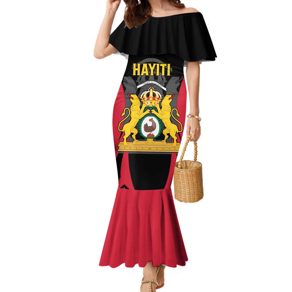 Personalised Empire dHayiti 1804–1806 Family Matching Mermaid Dress and Hawaiian Shirt Coat Of Arms Flag Style