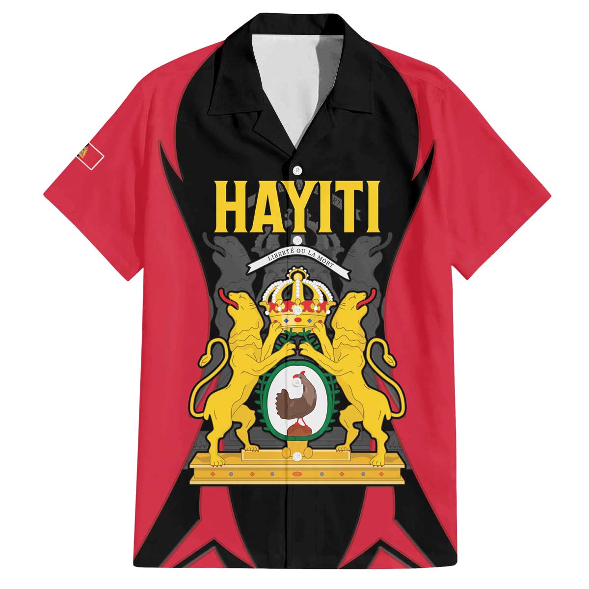 Personalised Empire dHayiti 1804–1806 Family Matching Off The Shoulder Long Sleeve Dress and Hawaiian Shirt Coat Of Arms Flag Style