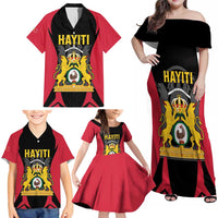 Personalised Empire dHayiti 1804–1806 Family Matching Off Shoulder Maxi Dress and Hawaiian Shirt Coat Of Arms Flag Style