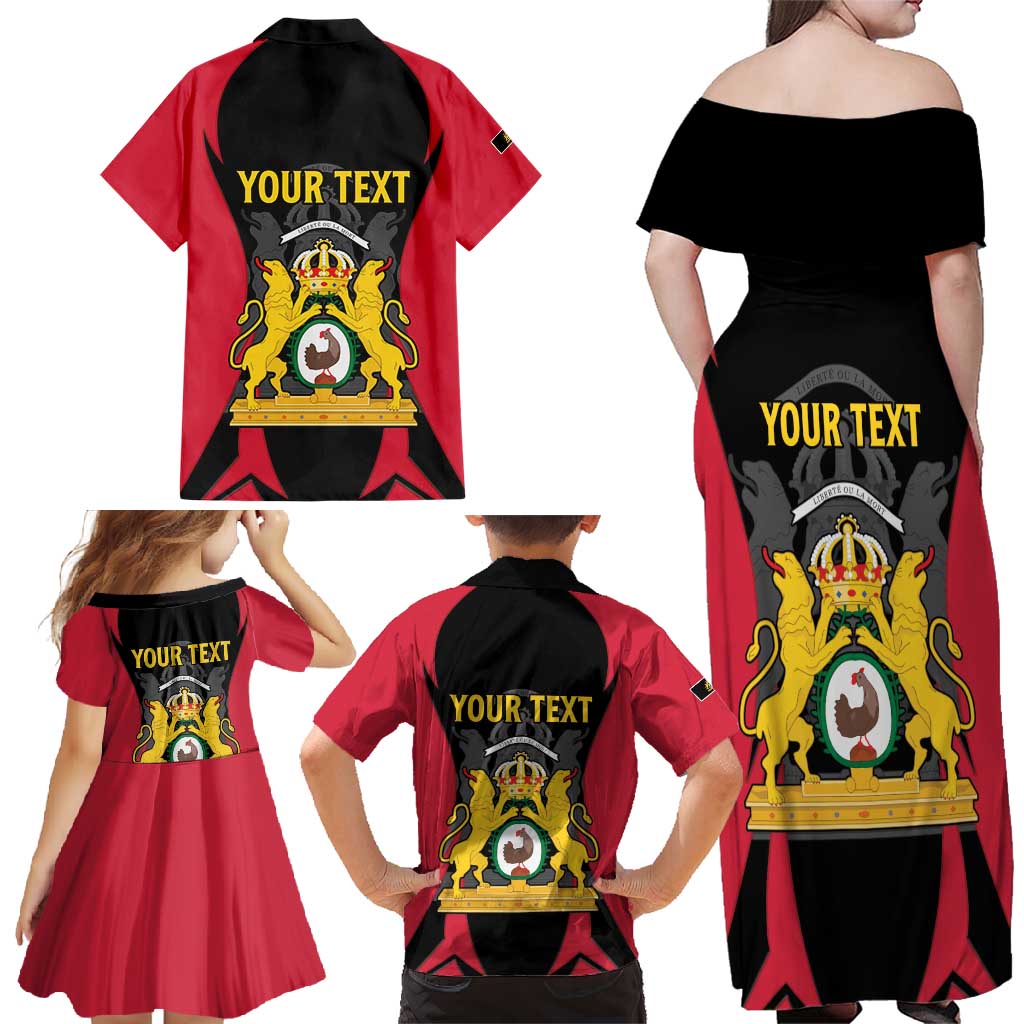 Personalised Empire dHayiti 1804–1806 Family Matching Off Shoulder Maxi Dress and Hawaiian Shirt Coat Of Arms Flag Style