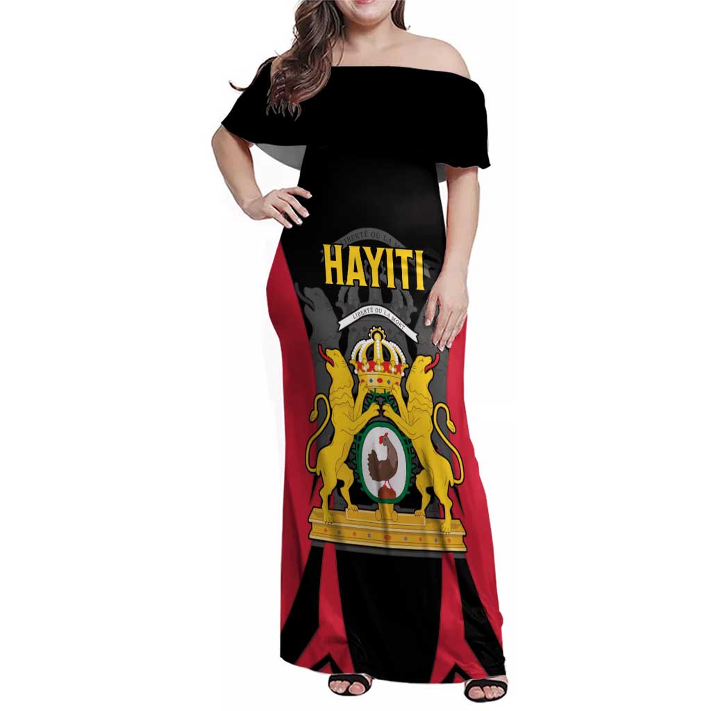 Personalised Empire dHayiti 1804–1806 Family Matching Off Shoulder Maxi Dress and Hawaiian Shirt Coat Of Arms Flag Style