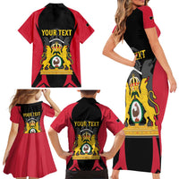 Personalised Empire dHayiti 1804–1806 Family Matching Short Sleeve Bodycon Dress and Hawaiian Shirt Coat Of Arms Flag Style