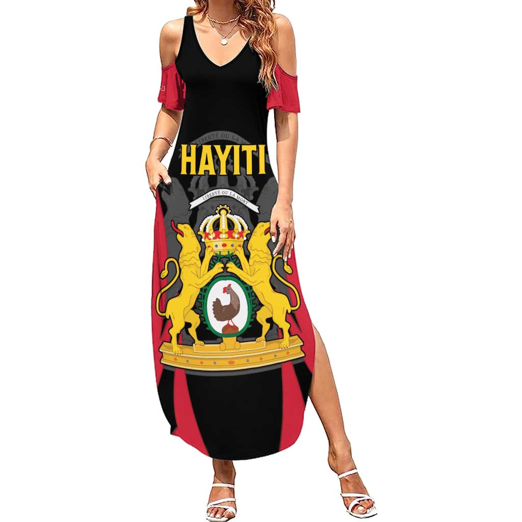 Personalised Empire dHayiti 1804–1806 Family Matching Summer Maxi Dress and Hawaiian Shirt Coat Of Arms Flag Style
