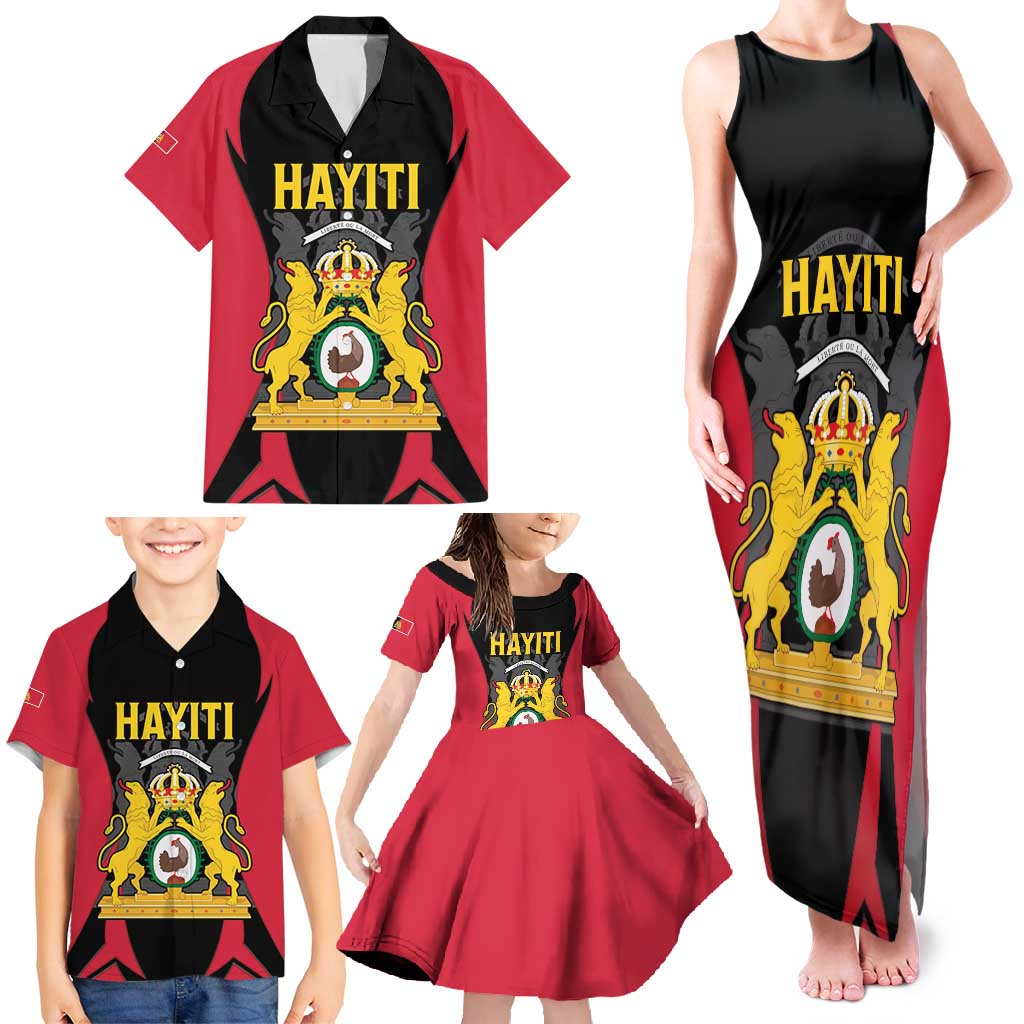 Personalised Empire dHayiti 1804–1806 Family Matching Tank Maxi Dress and Hawaiian Shirt Coat Of Arms Flag Style