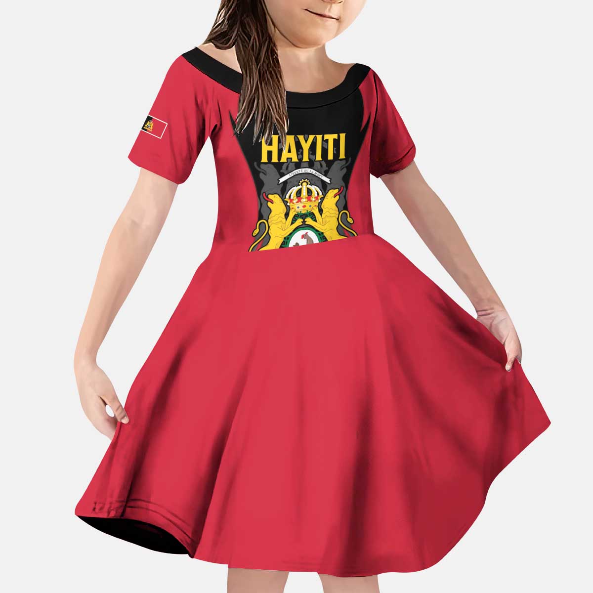 Personalised Empire dHayiti 1804–1806 Kid Short Sleeve Dress Coat Of Arms Flag Style