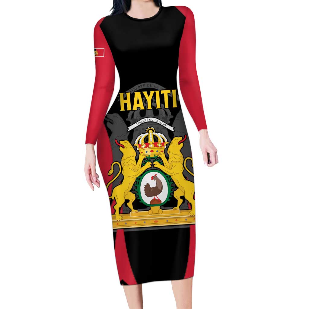 Personalised Empire dHayiti 1804–1806 Long Sleeve Bodycon Dress Coat Of Arms Flag Style