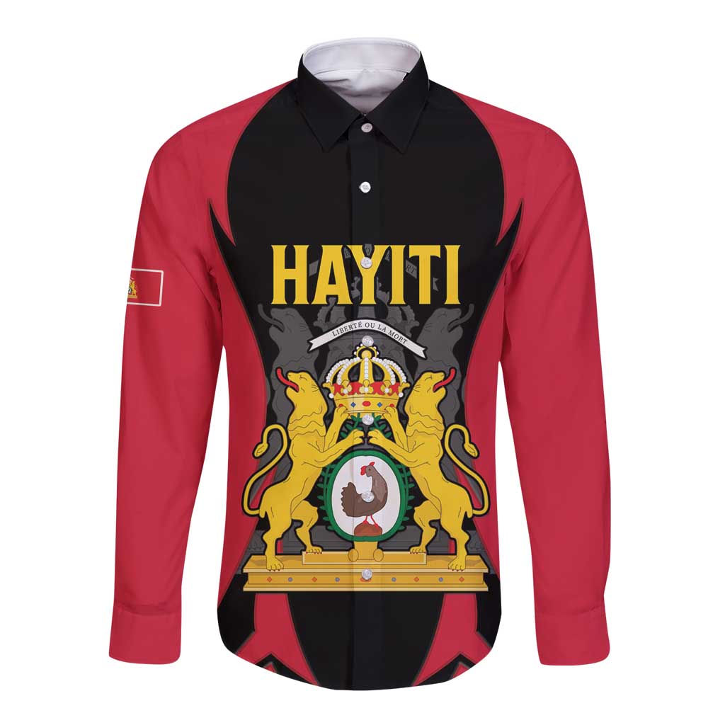 Personalised Empire dHayiti 1804–1806 Long Sleeve Button Shirt Coat Of Arms Flag Style