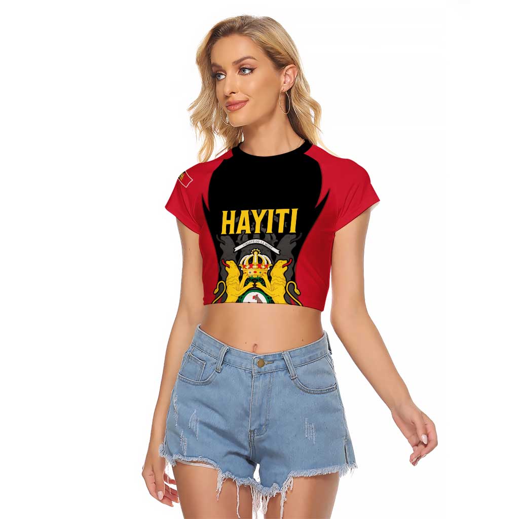 Personalised Empire dHayiti 1804–1806 Raglan Cropped T Shirt Coat Of Arms Flag Style