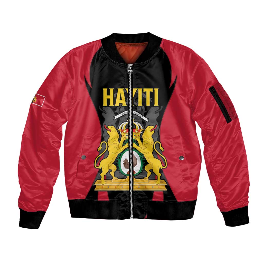 Personalised Empire dHayiti 1804–1806 Sleeve Zip Bomber Jacket Coat Of Arms Flag Style