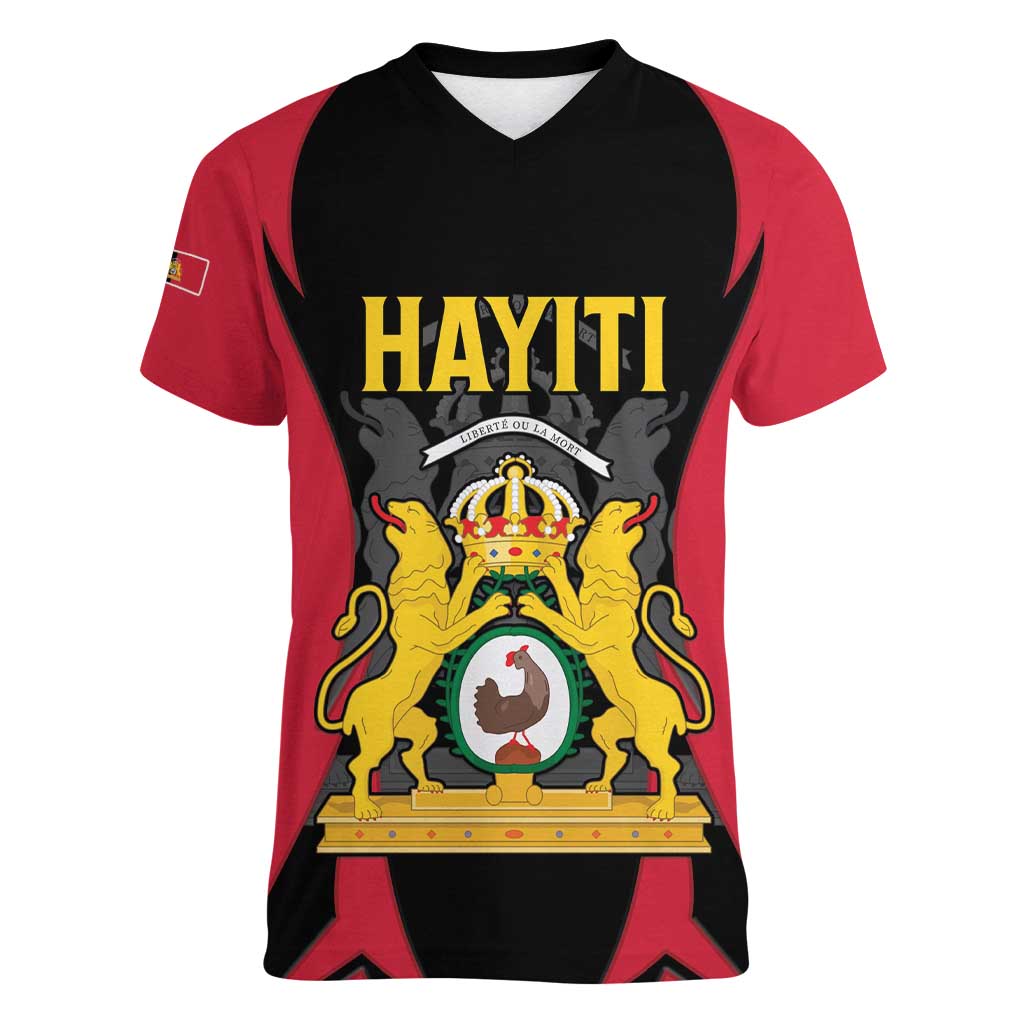 Personalised Empire dHayiti 1804–1806 Women V-Neck T-Shirt Coat Of Arms Flag Style