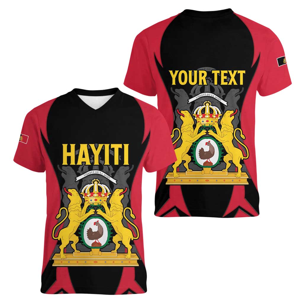 Personalised Empire dHayiti 1804–1806 Women V-Neck T-Shirt Coat Of Arms Flag Style