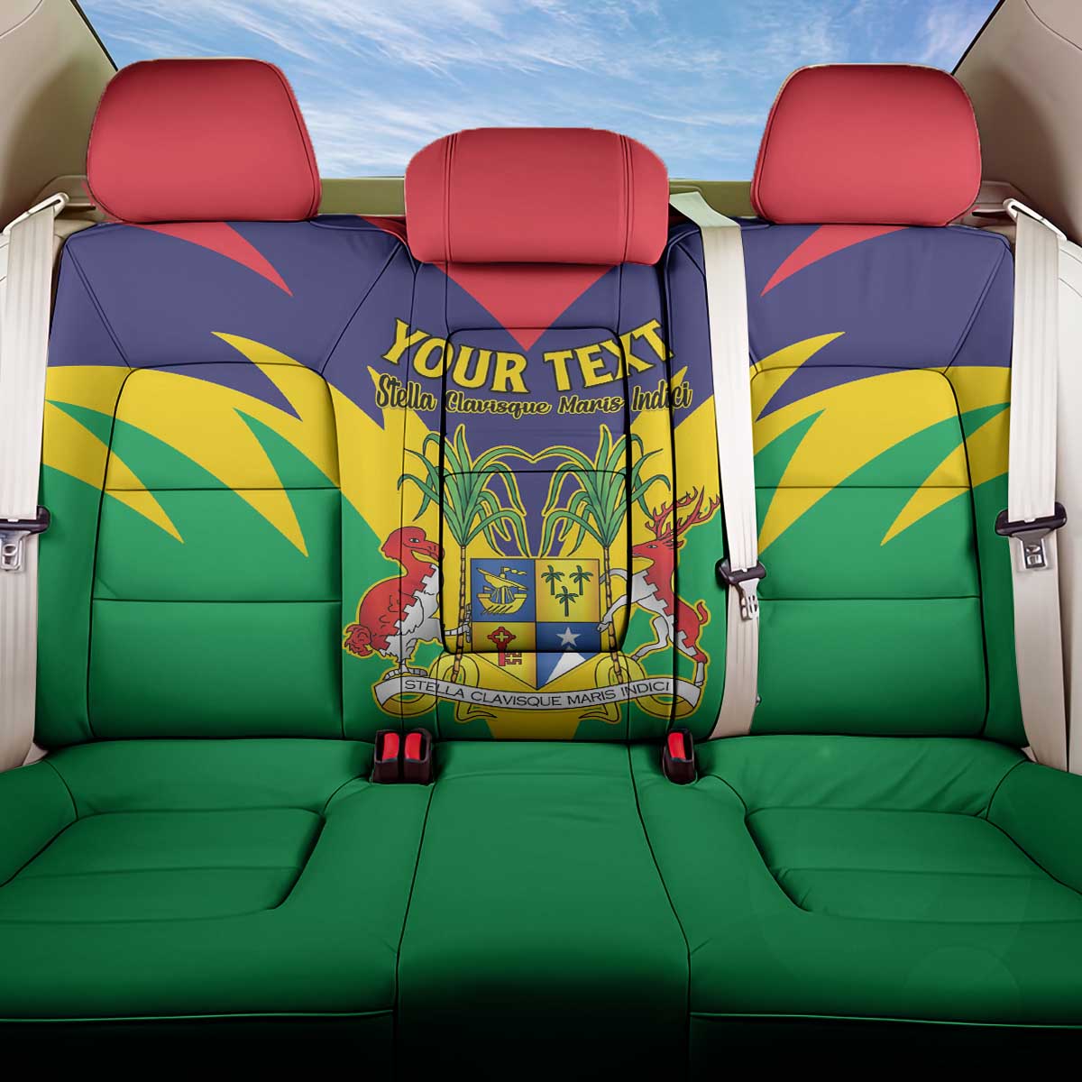 Personalised Mauritius Back Car Seat Cover Stella Clavisque Maris Indici