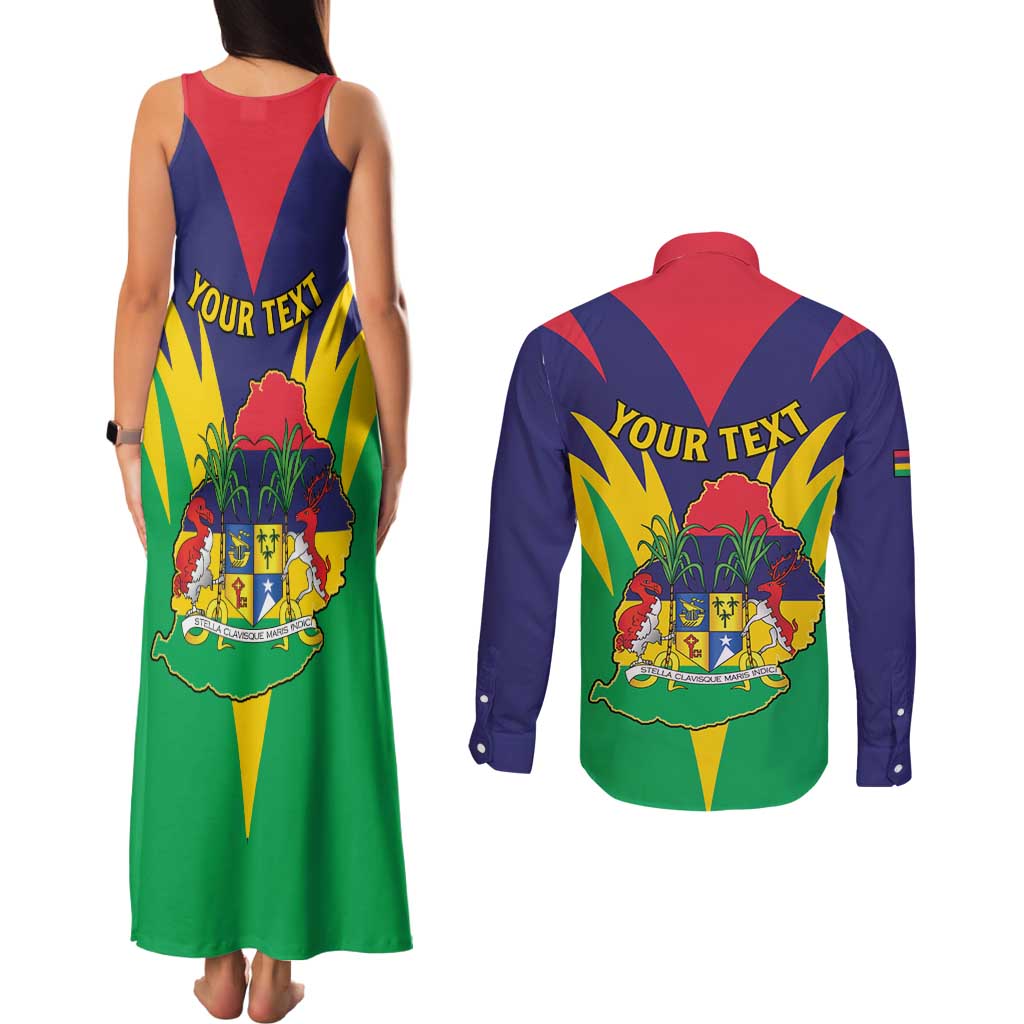 Personalised Mauritius Couples Matching Tank Maxi Dress and Long Sleeve Button Shirt Stella Clavisque Maris Indici