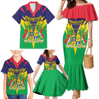 Personalised Mauritius Family Matching Mermaid Dress and Hawaiian Shirt Stella Clavisque Maris Indici