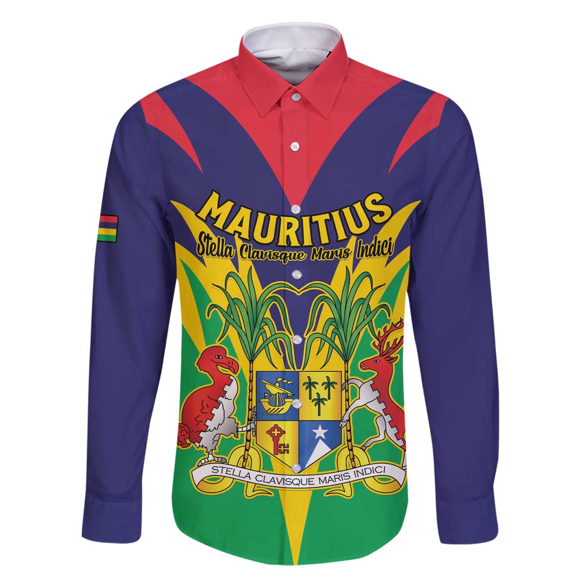 Personalised Mauritius Family Matching Off The Shoulder Long Sleeve Dress and Hawaiian Shirt Stella Clavisque Maris Indici