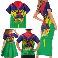 Personalised Mauritius Family Matching Short Sleeve Bodycon Dress and Hawaiian Shirt Stella Clavisque Maris Indici
