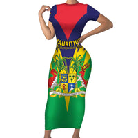 Personalised Mauritius Family Matching Short Sleeve Bodycon Dress and Hawaiian Shirt Stella Clavisque Maris Indici