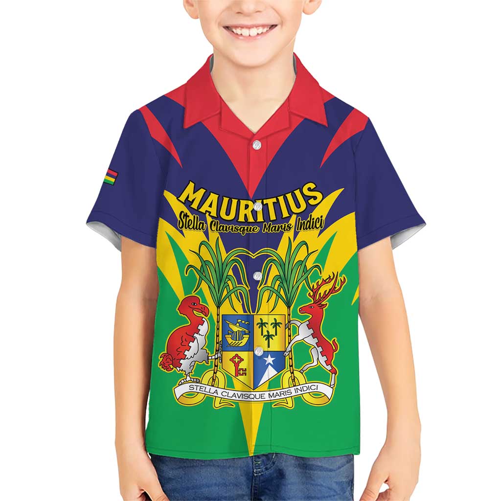 Personalised Mauritius Family Matching Short Sleeve Bodycon Dress and Hawaiian Shirt Stella Clavisque Maris Indici