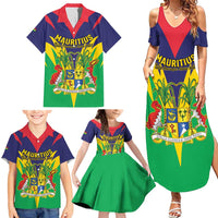 Personalised Mauritius Family Matching Summer Maxi Dress and Hawaiian Shirt Stella Clavisque Maris Indici