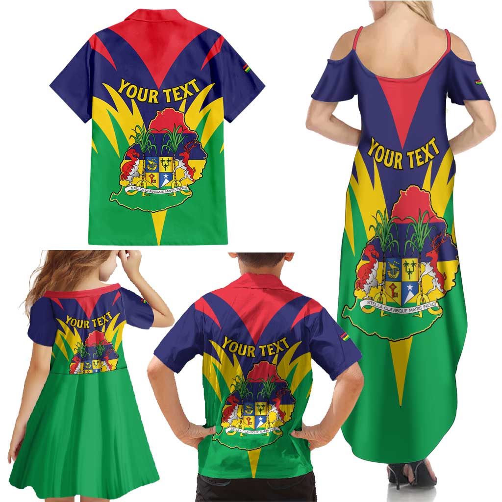 Personalised Mauritius Family Matching Summer Maxi Dress and Hawaiian Shirt Stella Clavisque Maris Indici